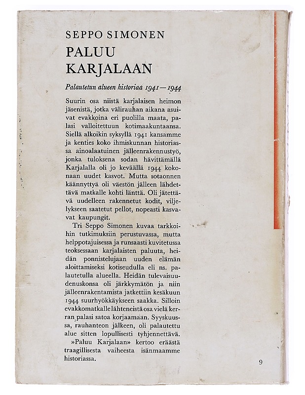 Paluu Karjalaan - Seppo Simonen - Historiakirjat - 10105619163 - 1
