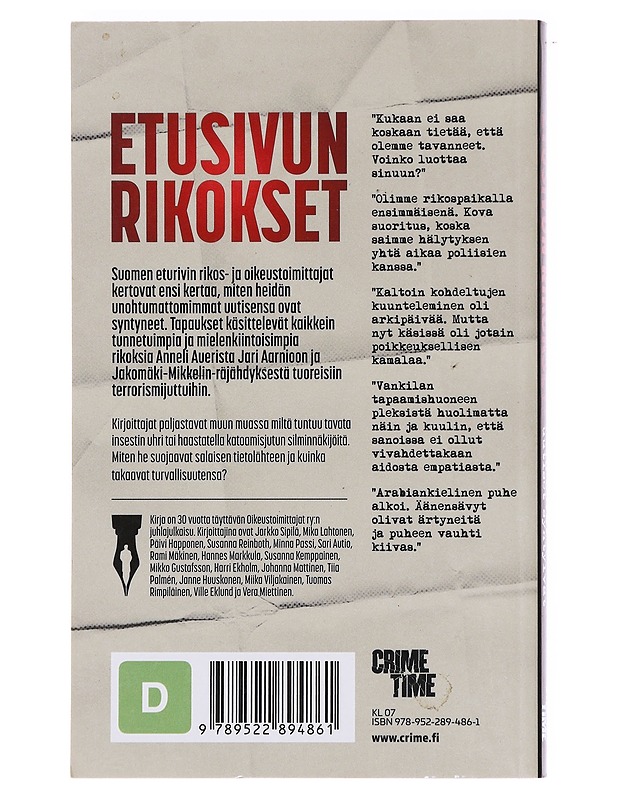 Etusivun rikokset - Reinboth, Susanna - Tietokirjat ja oppaat - 10105619333 - 1