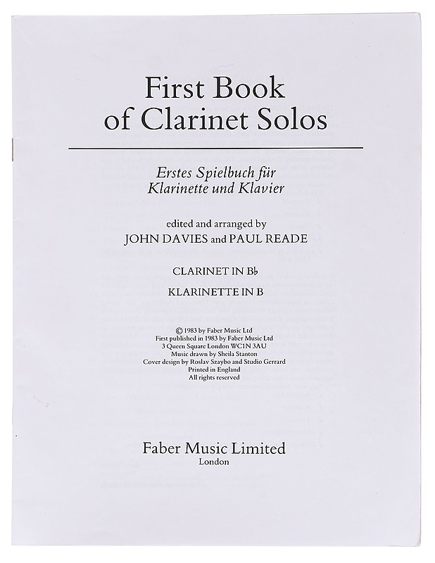 First book of clarinet solos / clarinet in Bb = Erstes Spielbuch für Klarinette und Klavier : Klarinette in B - Davies, John - Tietokirjat ja oppaat - 10105619704 - 0