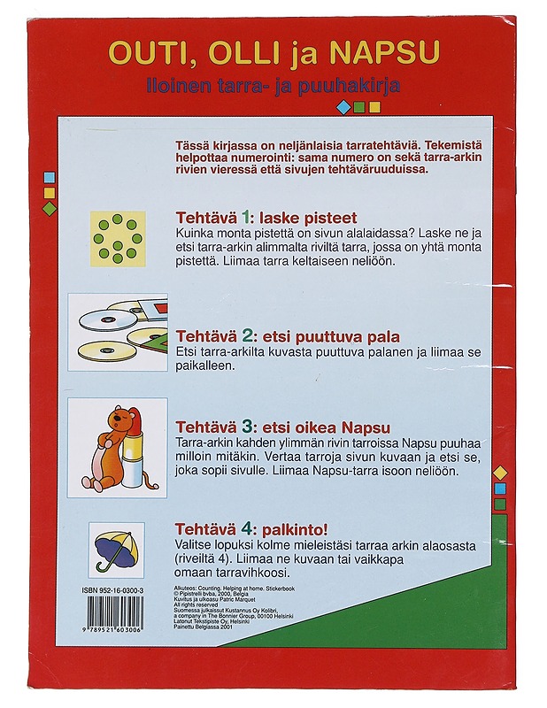 Outi ja Olli puuhailevat : tarrakirja. Numeroita - Marquet, Patric - Lastenkirjat - 10105619745 - 1