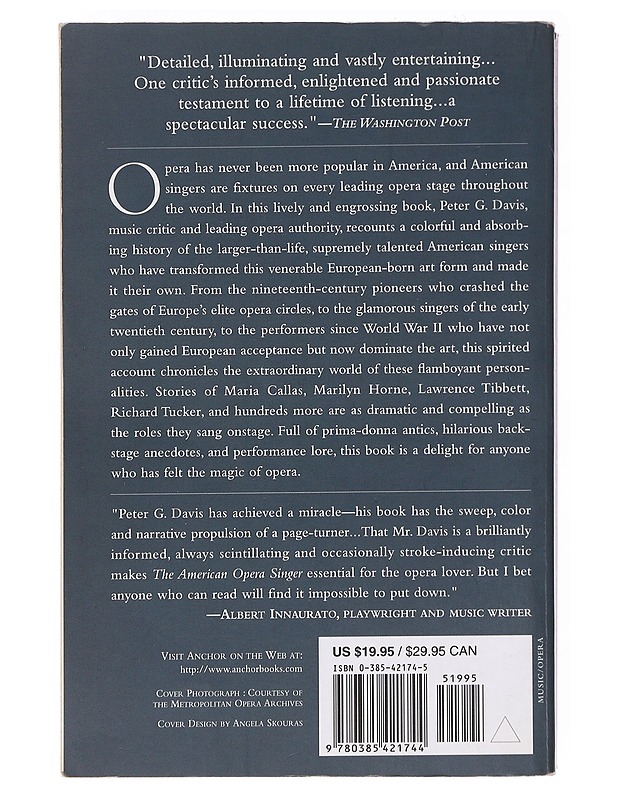 The American Opera Singer - Davis, Peter G. - Historiakirjat - 10105620139 - 1