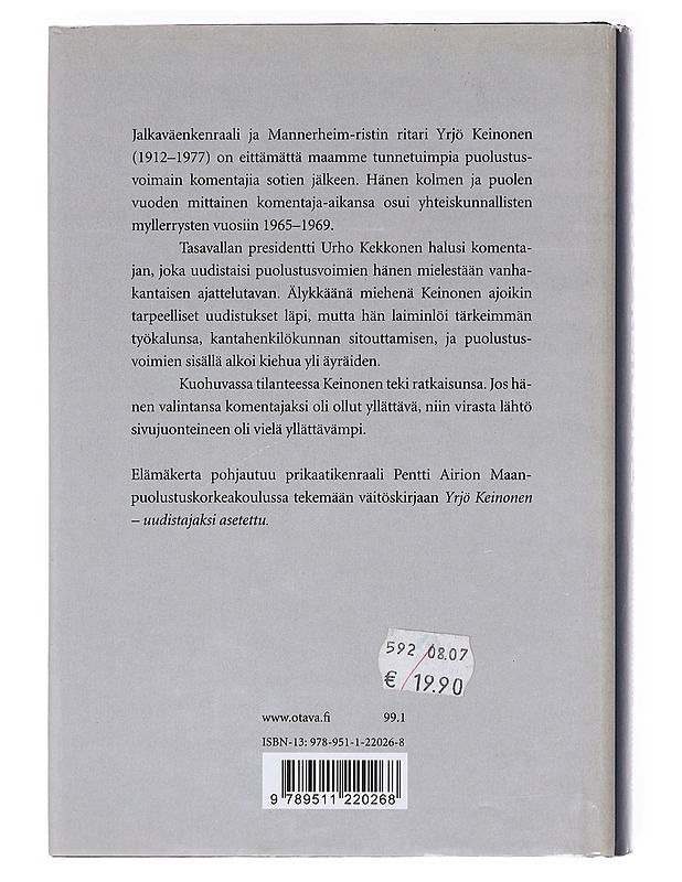 Yrjö Keinonen: puolustusvoimain komentaja - Pentti Airio - Elämäkerrat ja muistelmat - 10105620244 - 1