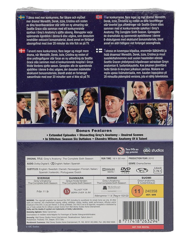 Grey's Anatomy 6. tuotantokausi - DVD - DVD-elokuvat - 10105620831 - 1