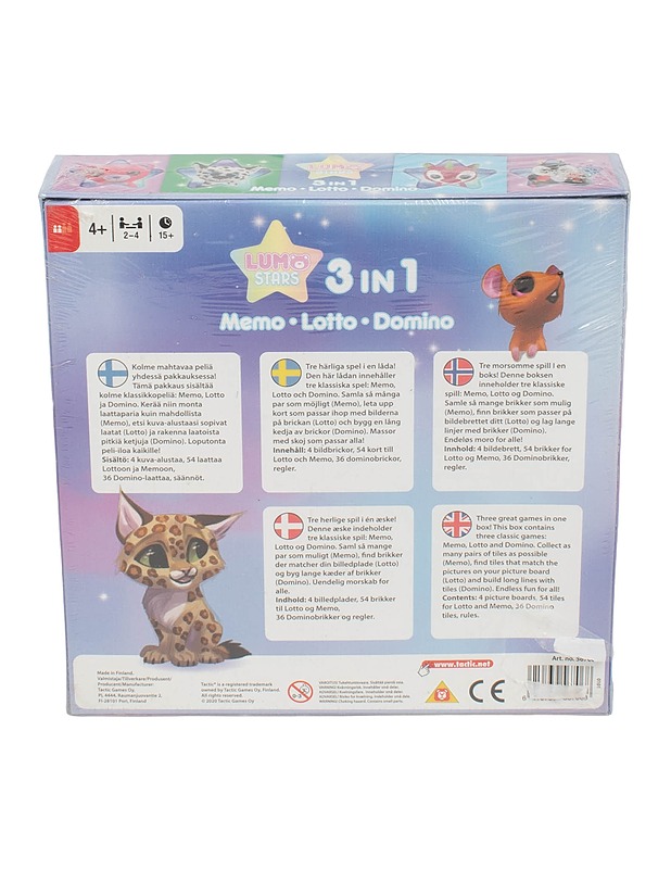 TACTIC Lumo Stars Memo-Lotto-Domino 3-in-1 peli - Lasten pelit - 10105620900 - 1