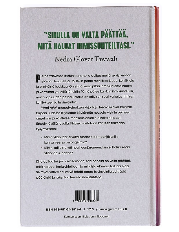 Vedä rajat perheessä : löydä tasapaino läheisissä ihmissuhteissa - Tawwab, Nedra Glover - Tietokirjat ja oppaat - 10105621288 - 1