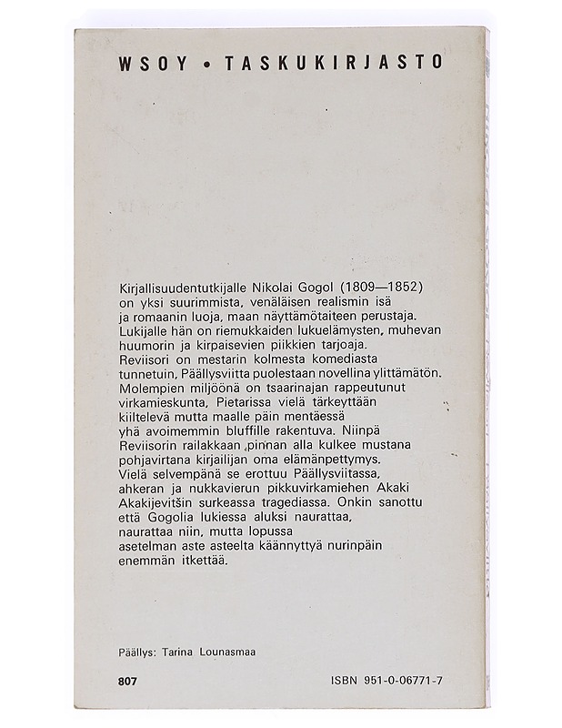 Reviisori / Päällysviitta - Gogol, Nikolai - Romaanit ja novellit - 10105621505 - 1
