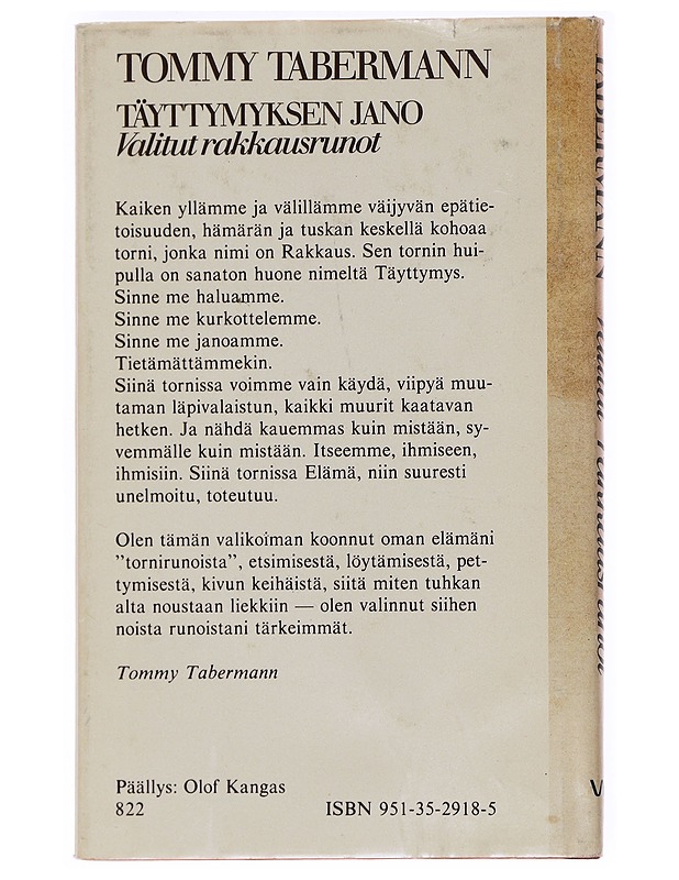 Valitut rakkausrunot - Tommy Tabermann - Runot ja näytelmät - 10105621931 - 1