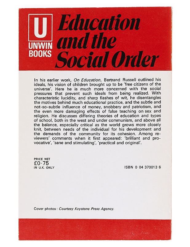 Education and the social order - Bertrand Russell - Tietokirjat ja oppaat - 10105621955 - 1