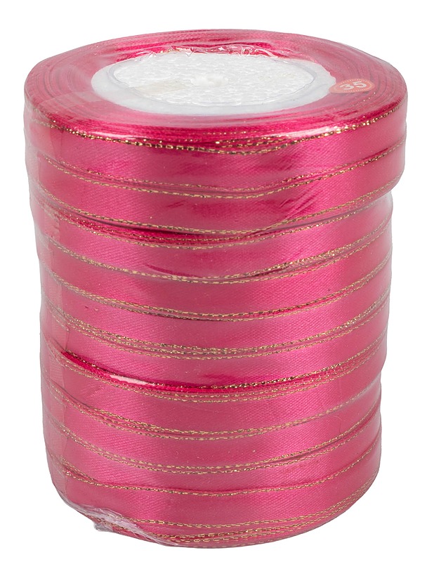 Satiininauha kultareunuksella, Fuksia , 10 rullaa - Ompelu - 10105622000 - 0