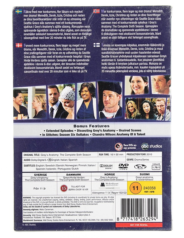 Grey's Anatomy : The Complete 6 Season - DVD - DVD-elokuvat - 10105622023 - 1