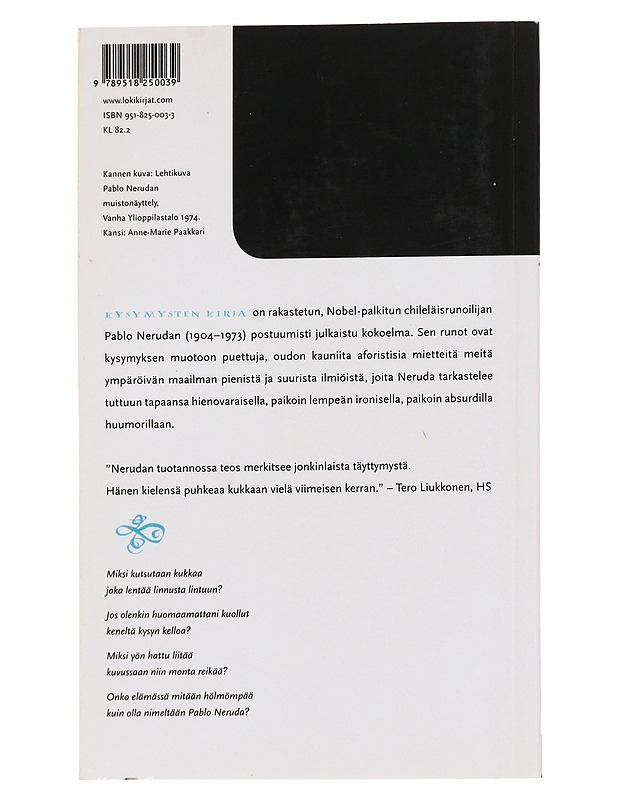 Kysymysten kirja - Neruda, Pablo - Runot ja näytelmät - 10105622368 - 1
