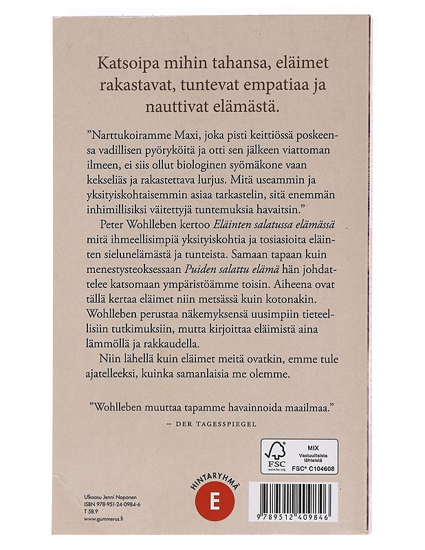 Eläinten salattu elämä - Wohlleben, Peter - Kirja lahjaksi - 10105622373 - 1