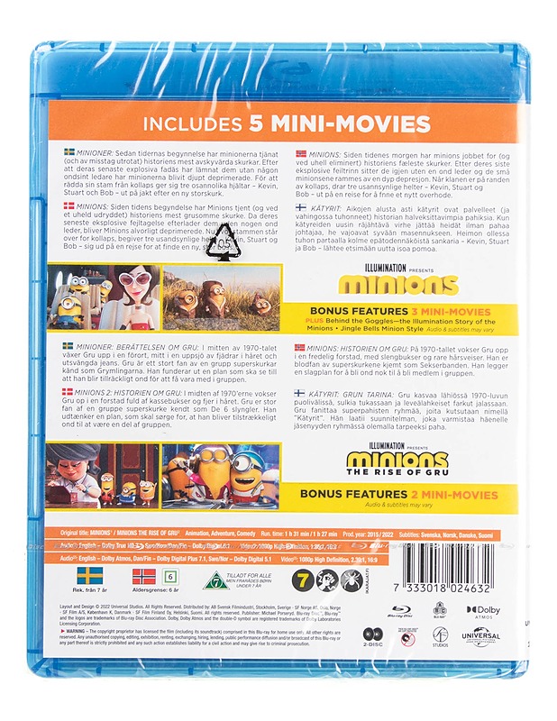 Minions: 2-Movie Collection - Blu-ray - Blu-ray-levyt - 10105622452 - 1