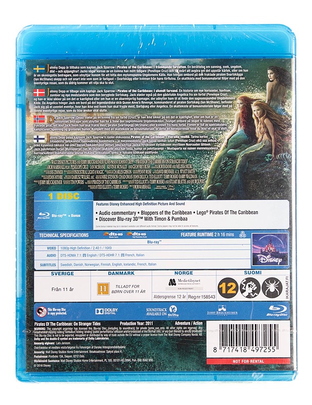 Disney : Pirates of the Caribbean: On Stranger Tides - Blu-ray - Blu-ray-levyt - 10105622471 - 1