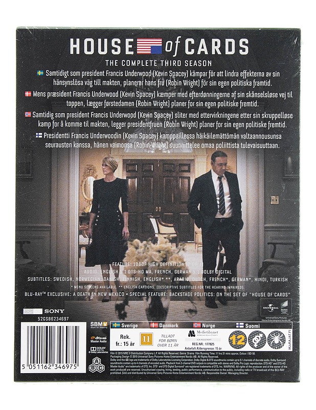 House of Cards: Kausi 3 - Blu-ray - Blu-ray-levyt - 10105622540 - 1