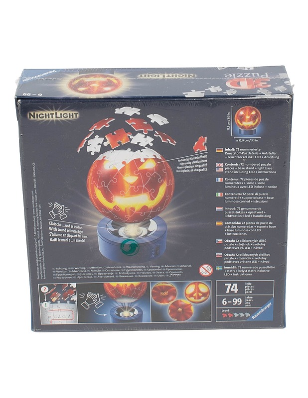 RAVENSBURGER Nightlight Pumpkin Head 3D palapeli - Palapelit - 10105622537 - 1