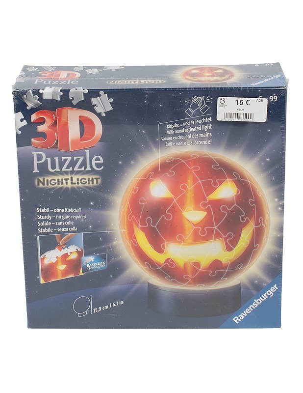 RAVENSBURGER Nightlight Pumpkin Head 3D palapeli - Palapelit - 10105622537 - 0