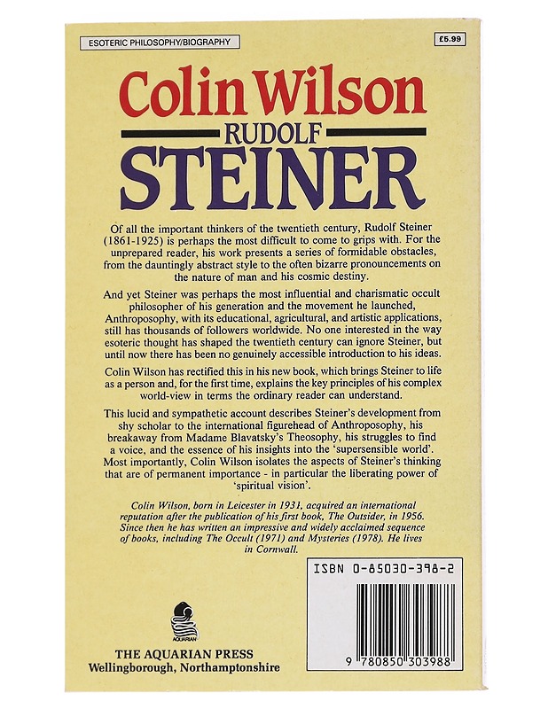 Rudolf Steiner : the man and his vision : an introduction to the life and ideas of the founder of anthroposophy - Wilson, Colin - Romaanit ja novellit - 10105622653 - 1