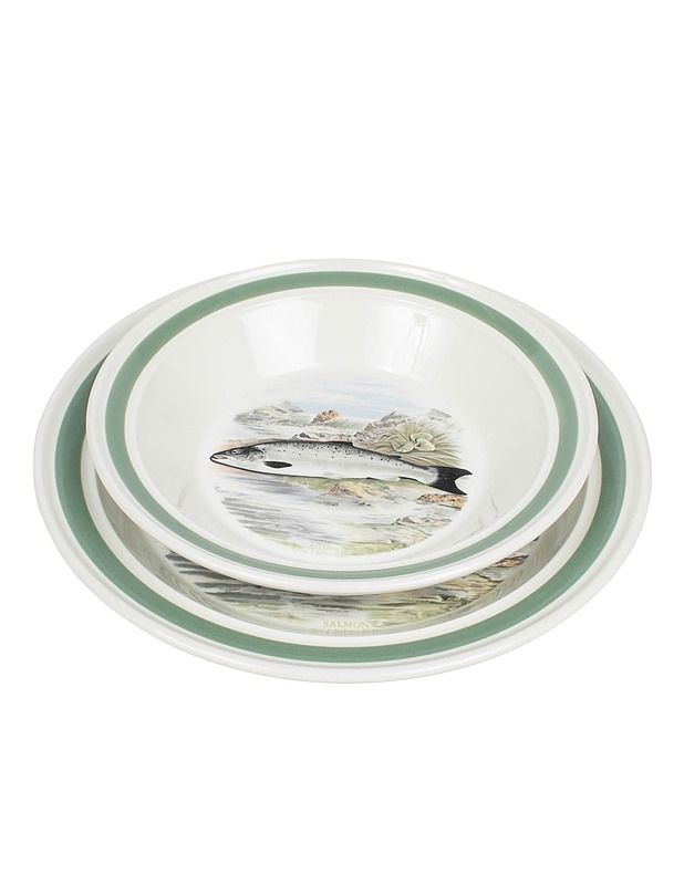 PORTMEIRION The Compleat Angler British Fishes Salmon -lautassetti, 2 kpl - Lautaset ja kulhot - 10105622796 - 0