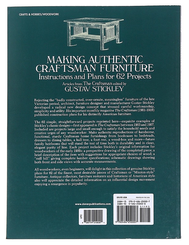 Making authentic craftsman furniture - Gustav Stickley - Käsityökirjat - 10105622862 - 1