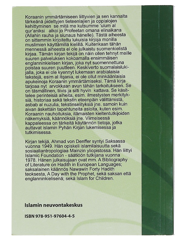 Koraanioppi : 'Ulum al-qur'an - Ahmad von Denffer - Tietokirjat ja oppaat - 10105623364 - 1