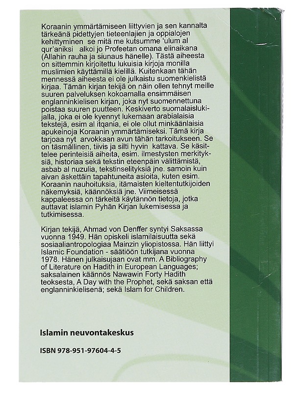 Koraanioppi : 'Ulum al-qur'an - Ahmad von Denffer - Tietokirjat ja oppaat - 10105623367 - 1