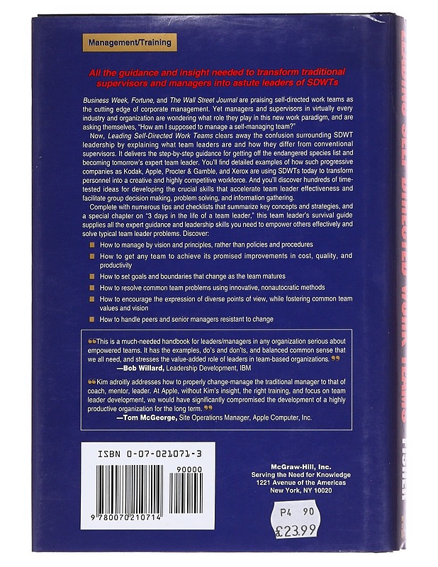 Leading self-directed work teams : a guide to developing new team leadership skills - Kimball Fisher - Tietokirjat ja oppaat - 10105623468 - 1
