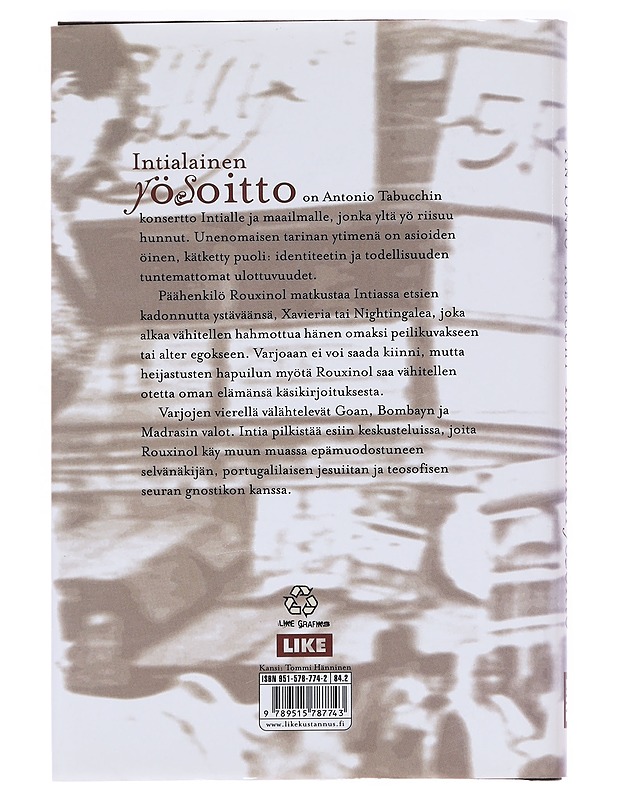 Intialainen yösoitto - Tabucchi, Antonio - Romaanit ja novellit - 10105623612 - 1