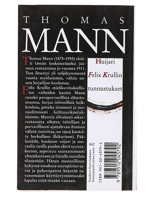 Huijari Felix Krullin tunnustukset  - Mann, T. - Romaanit ja novellit - 10105624288 - 1