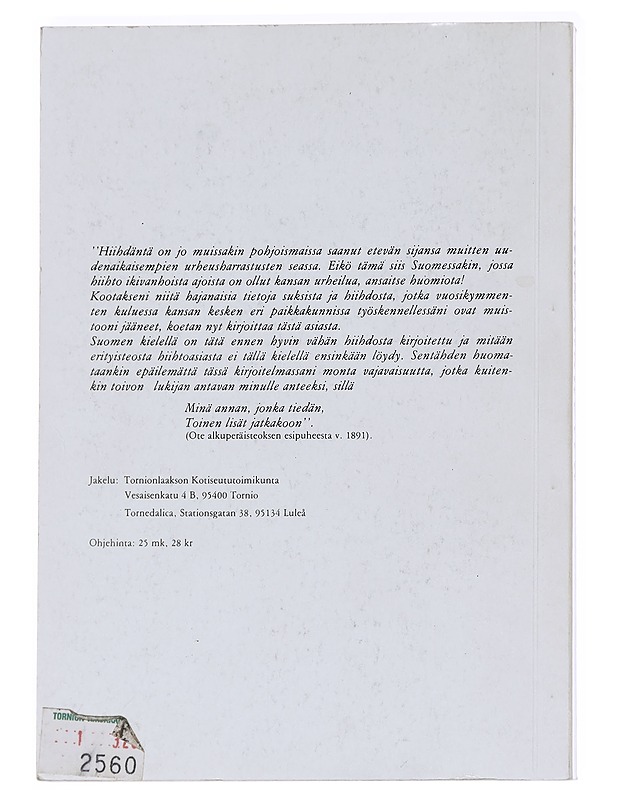 Tornedalica 28 / 1979 : Hiihtourheilu Suomessa - Hugo Rich Sandberg - Tietokirjat ja oppaat - 10105624549 - 1
