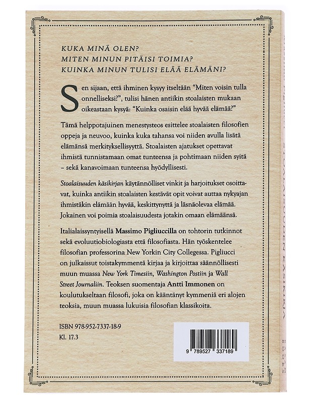 Stoalaisuuden käsikirja - Pigliucci, Massimo - Tietokirjat ja oppaat - 10105624650 - 1