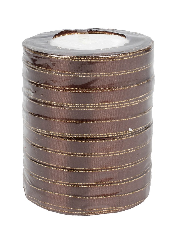 Satiininauha kultareunuksella, 10 rullaa, tummanruskea - Ompelu - 10105624686 - 1