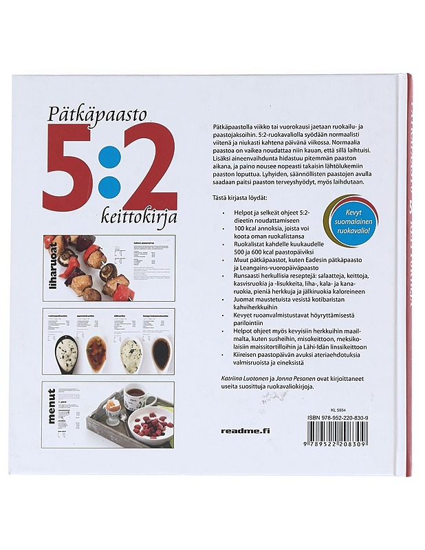 Pätkäpaasto : 5:2 keittokirja - Luotonen, Katriina - Ruokakirjat - 10105624796 - 1