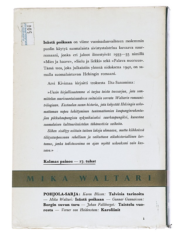 Isästä poikaan  - Mika Waltari - Romaanit ja novellit - 10105624817 - 1