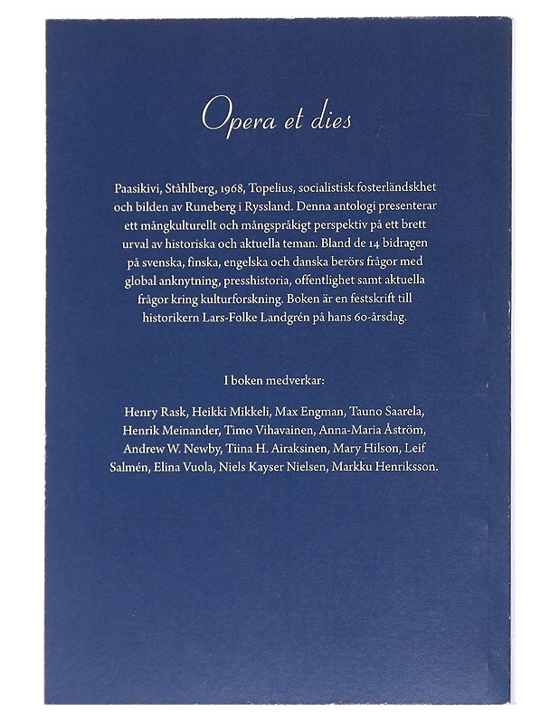 Opera et dies : Festskrift till Lars-Folke Landgre?n - Tietokirjat ja oppaat - 10105624880 - 1