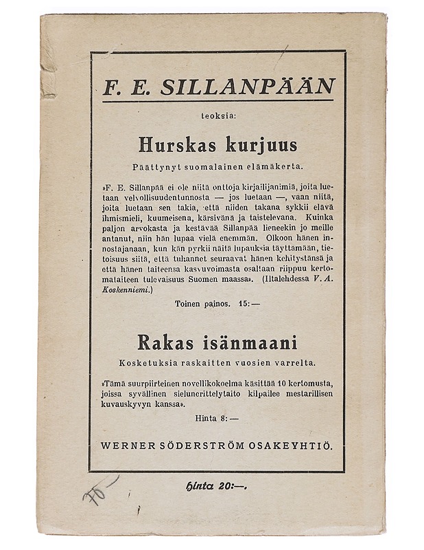 Hiltu ja Ragnar - F. E. Sillanpää - Romaanit ja novellit - 10105625013 - 1