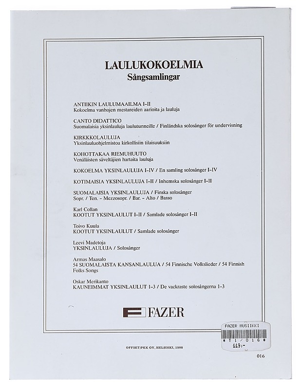 Kootut yksinlaulut - Toivo Kuula - Musiikki- ja elokuvakirjat - 10105625016 - 1