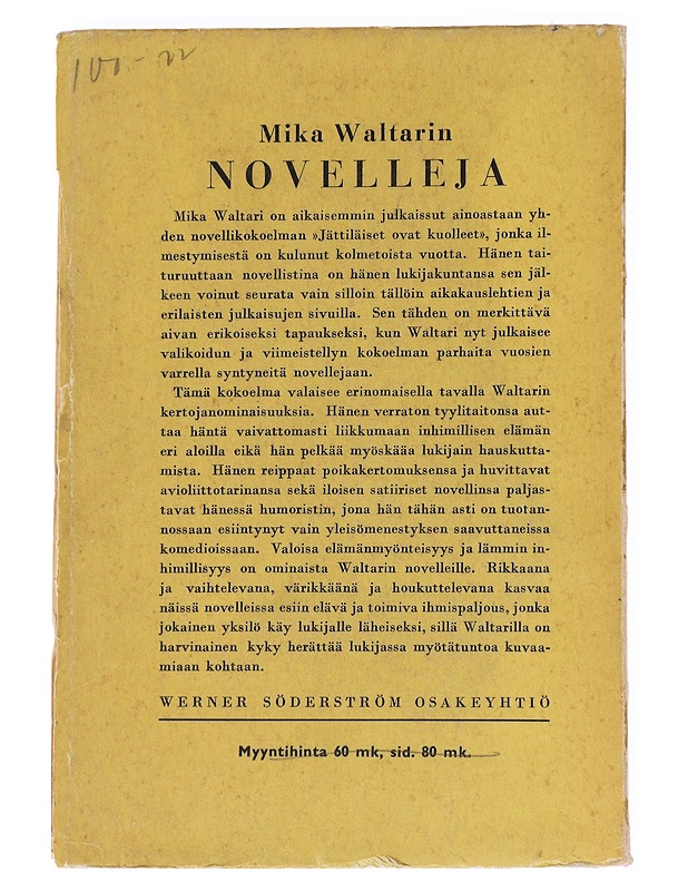 Novelleja - Mika Waltari - Romaanit ja novellit - 10105625444 - 1