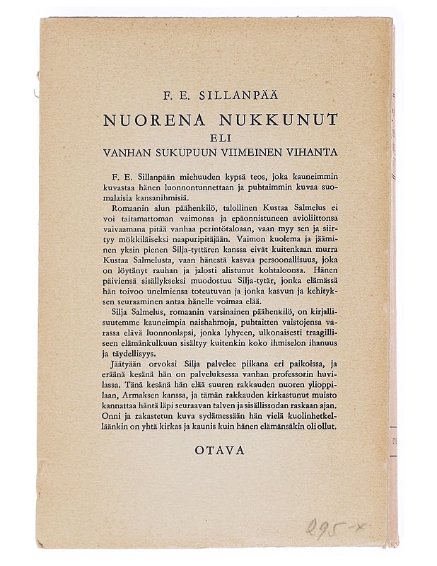 Nuorena nukkunut - F.E. Sillanpää - Romaanit ja novellit - 10105626074 - 1