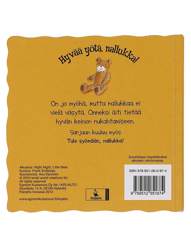 Hyvää yötä, nallukka! - Endersby, Frank - Lastenkirjat - 10105626258 - 1