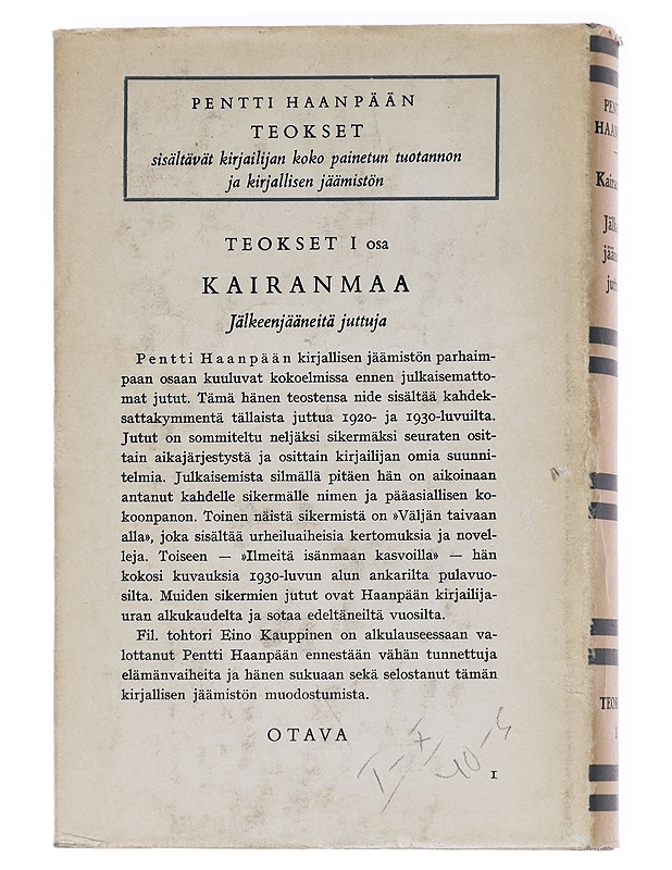 Kairanmaa : jälkeenjääneitä juttuja - Pentti Haanpää - Romaanit ja novellit - 10105626886 - 1