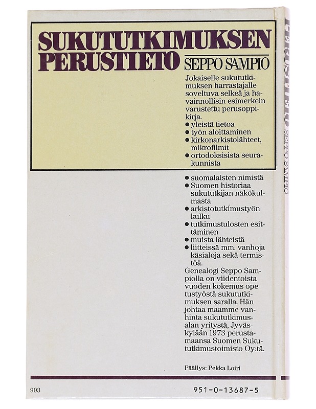 Sukututkimuksen perustieto - Sampio, Seppo - Tietokirjat ja oppaat - 10105626889 - 1