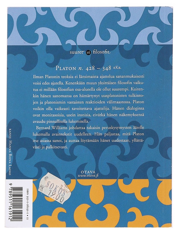 Platon : filosofian keksiminen - Bernard Williams - Harrastekirjat - 10105626910 - 1