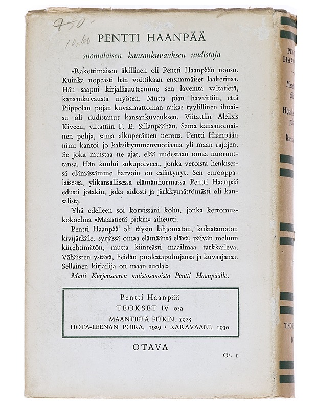 Maantietä pitkin, teokset 4 - Pentti Haanpään - Romaanit ja novellit - 10105626919 - 1