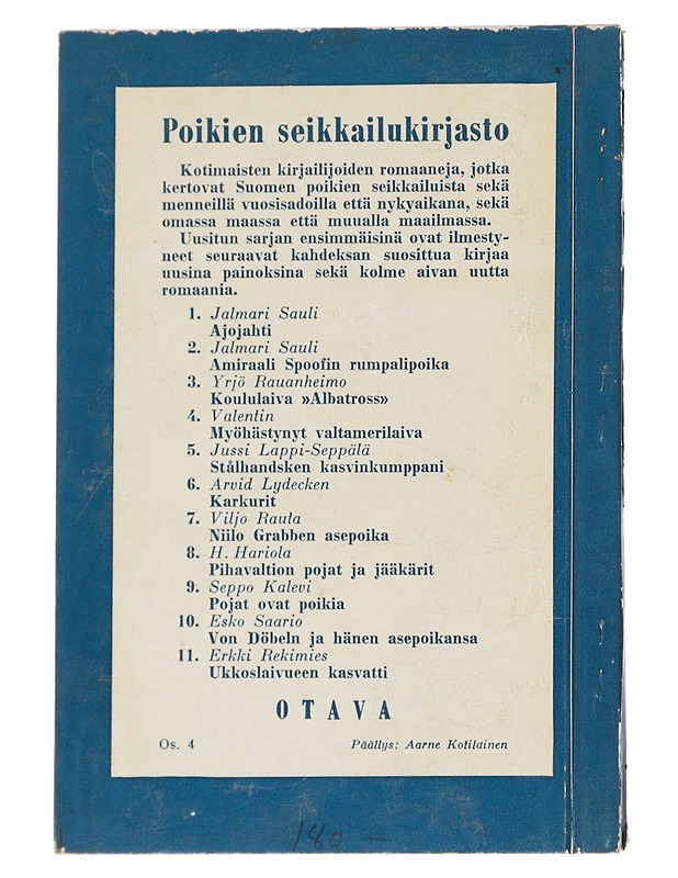 Tuhatmarkkanen, Valkoisen Torakan seikkailuja - Jalmari Finne - Romaanit ja novellit - 10105627015 - 1