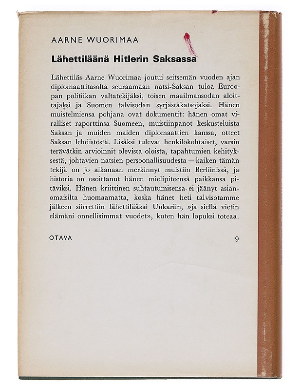 Lähettiläänä Hitlerin Saksassa - Aarne Wuorimaa - Elämäkerrat ja muistelmat - 10105627046 - 1