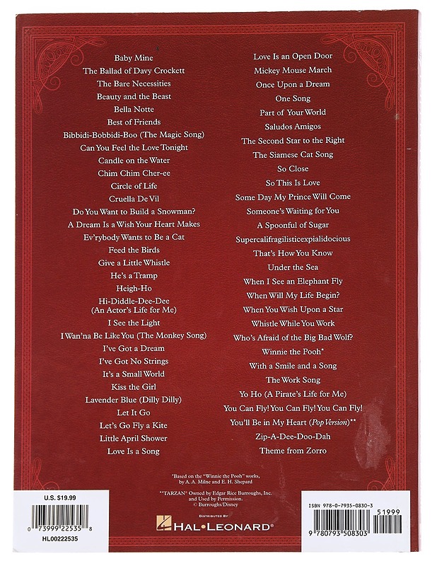 The Disney collection - Hal Leonard  - Musiikki- ja elokuvakirjat - 10105627212 - 1