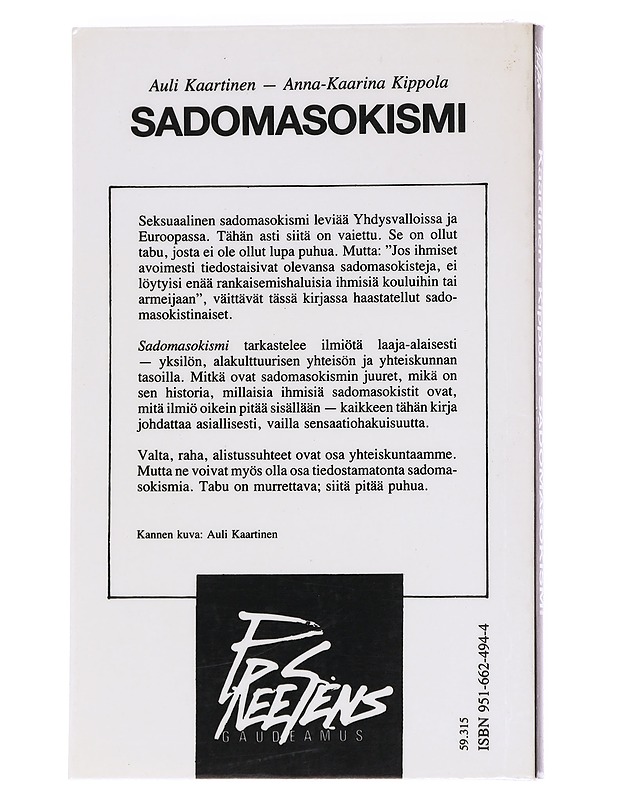 Sadomasokismi  - Kaartinen, Auli - Tietokirjat ja oppaat - 10105627260 - 1