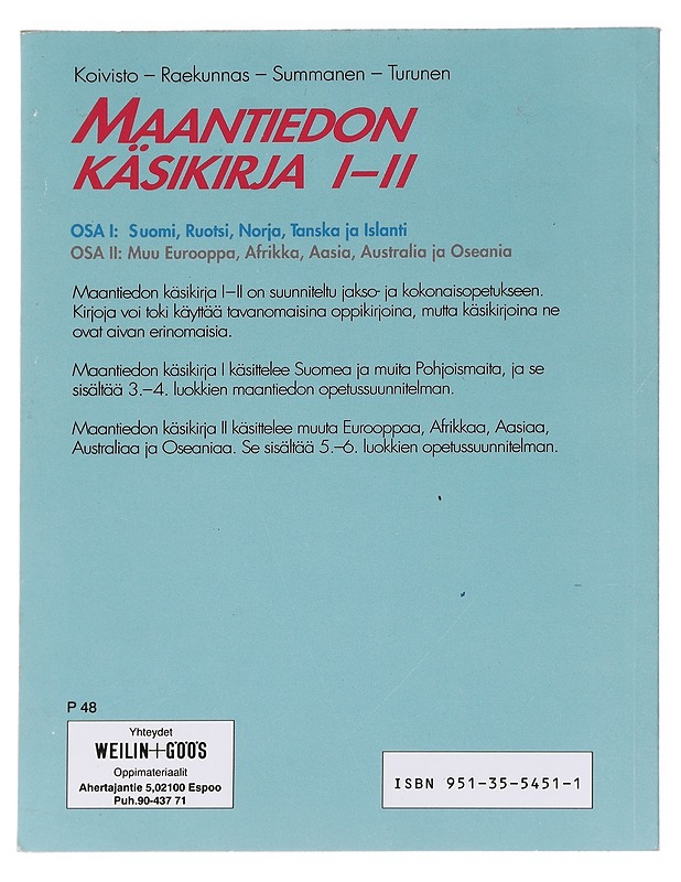 Maantiedon käsikirja 1, Suomi, Ruotsi, Norja, Tanska ja Islanti - Koivisto, Vesa - Tietokirjat ja oppaat - 10105627400 - 1