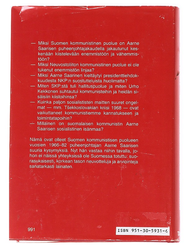 Suomalaisen kommunistin kokemuksia - Aarne Saarinen - Elämäkerrat ja muistelmat - 10105627560 - 1
